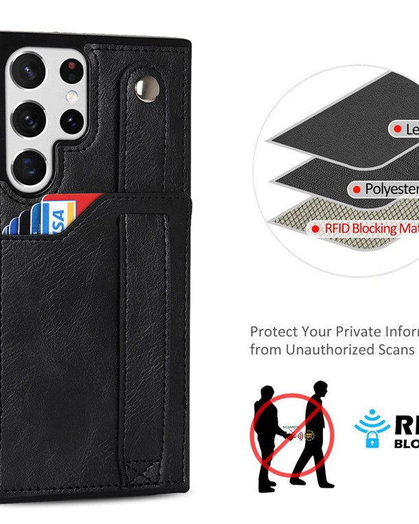 Premium Leather Wallet Style Hand Strap Case iPhone cover – JustAndBest India