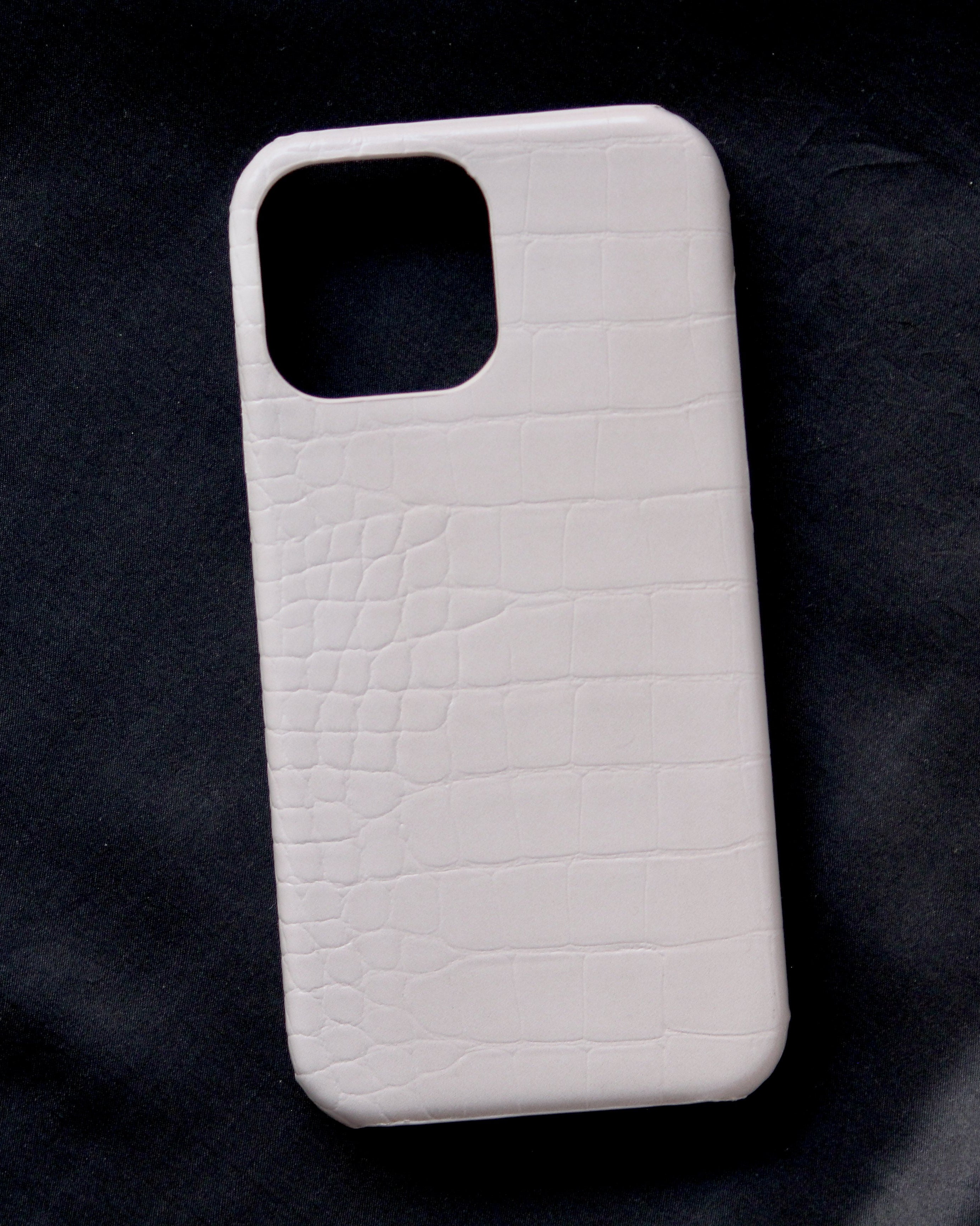 White Croco White leather cover for iPhone 12