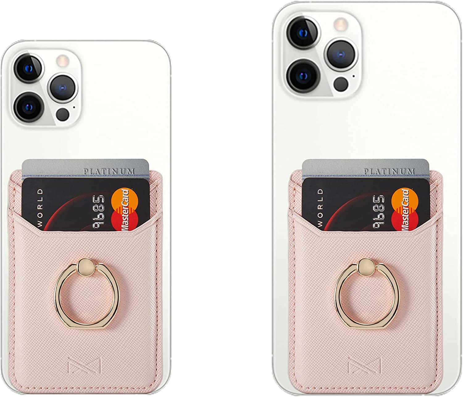 Gold Ring Holder Pink Leather Phone Wallet – phone accessory by JustAndBest India