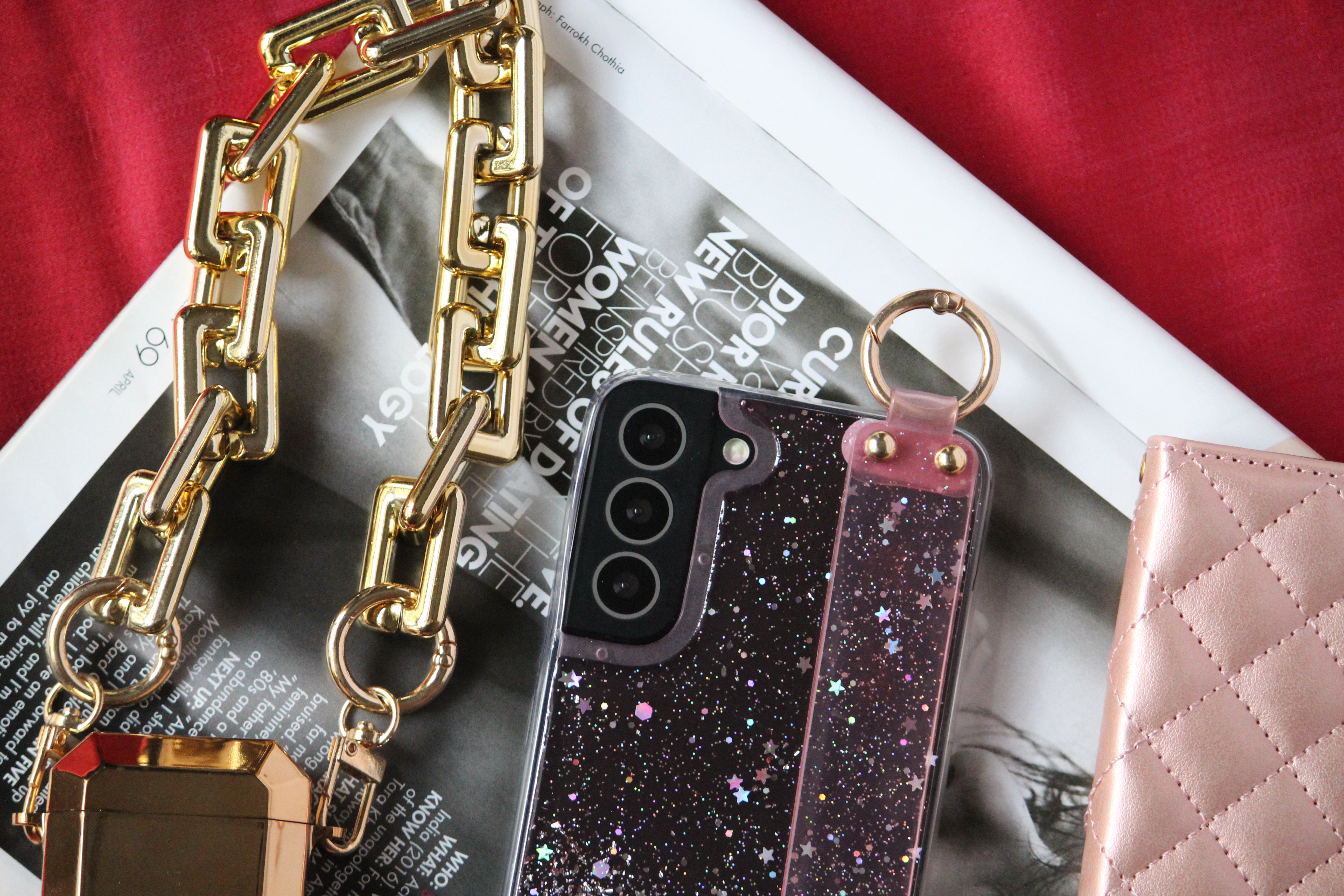 pink glitter cover for Samsung S21