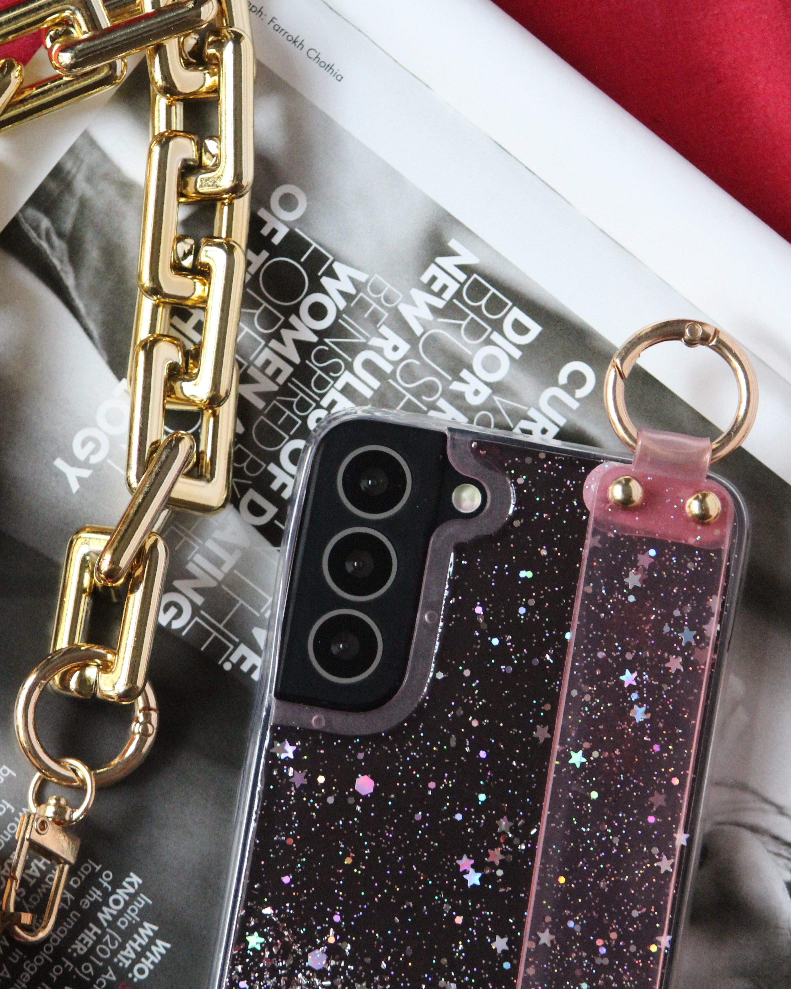 pink glitter Samsung Galaxy S22 Ultra cover