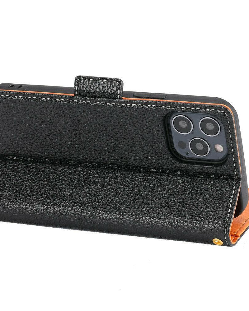 black and brown leather cover