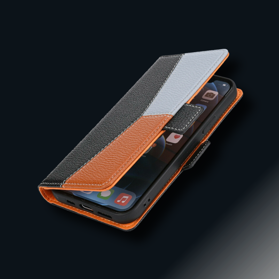 Premium Lychee Leather Card Holder Flip Case – phone accessory by JustAndBest India