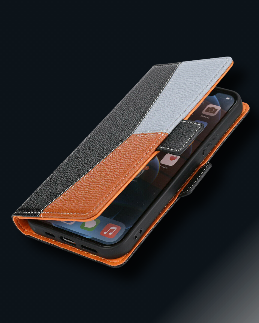 Premium Lychee Leather Card Holder Flip Case