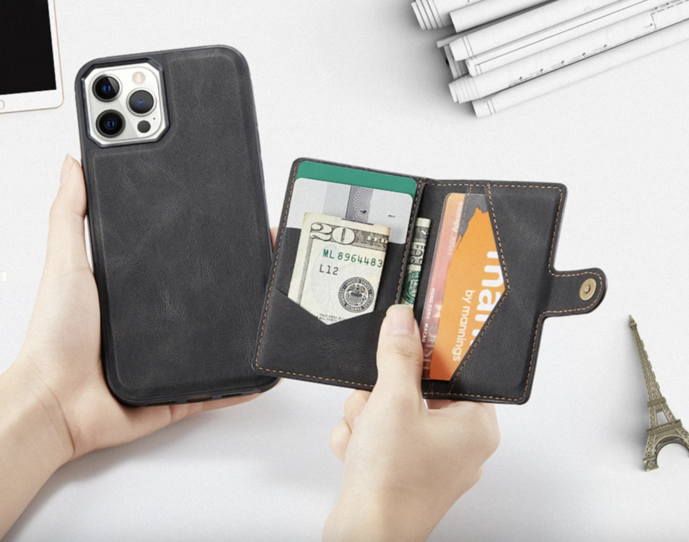 Premium Detachable Magnetic Wallet Style Leather Case iPhone cover – JustAndBest India