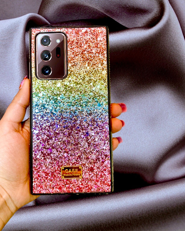 Rainbow Glitter Bling Rhinestones Luxury Samsung Note Cover