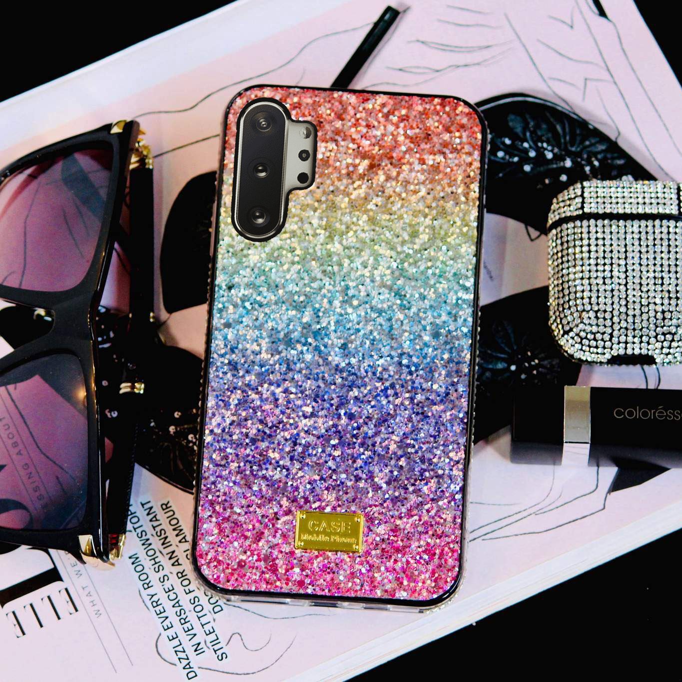 Rainbow Glitter Bling Rhinestones Luxury Cover iPhone cover – JustAndBest India