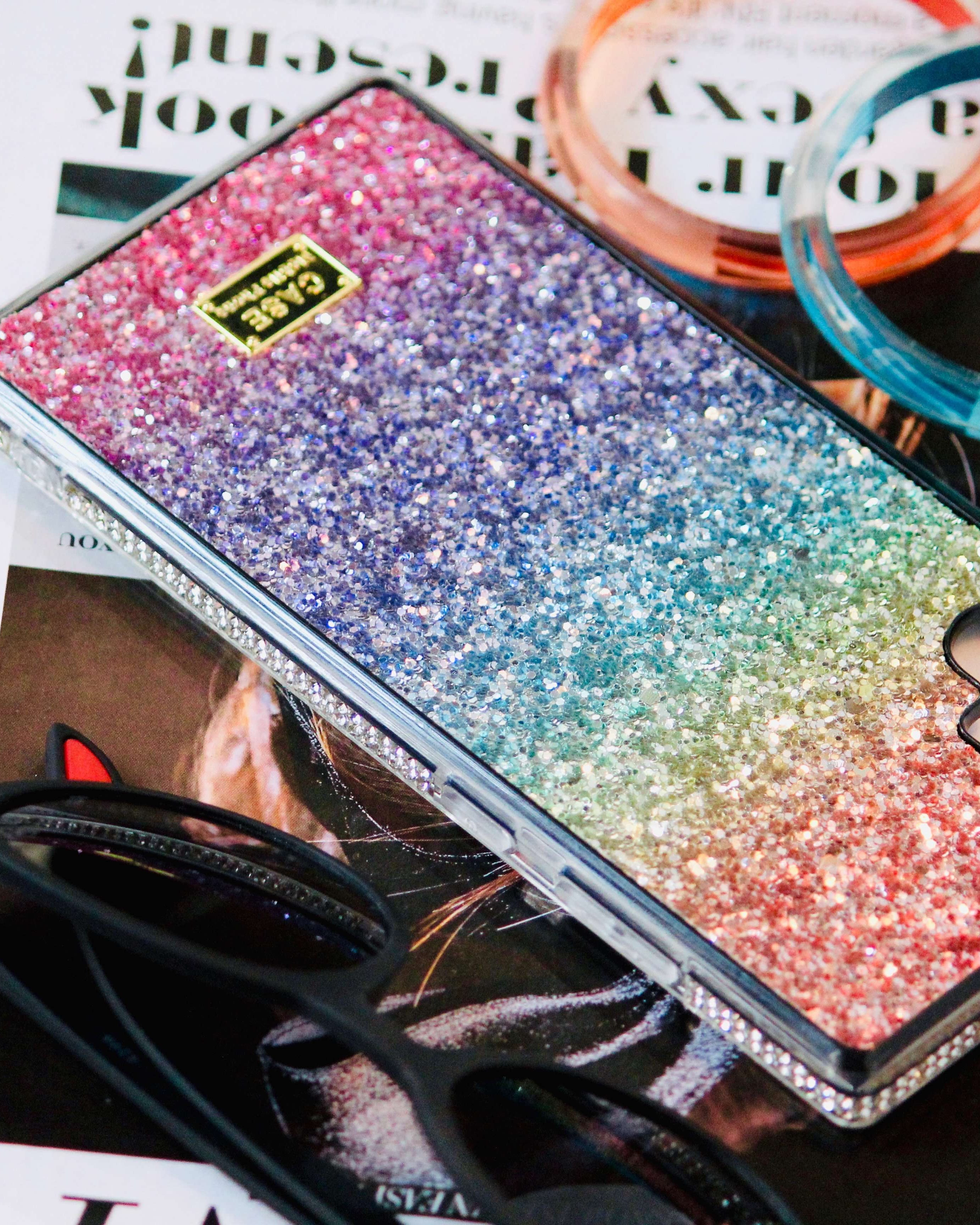 Rainbow Glitter Bling Rhinestones Luxury Cover iPhone cover – JustAndBest India