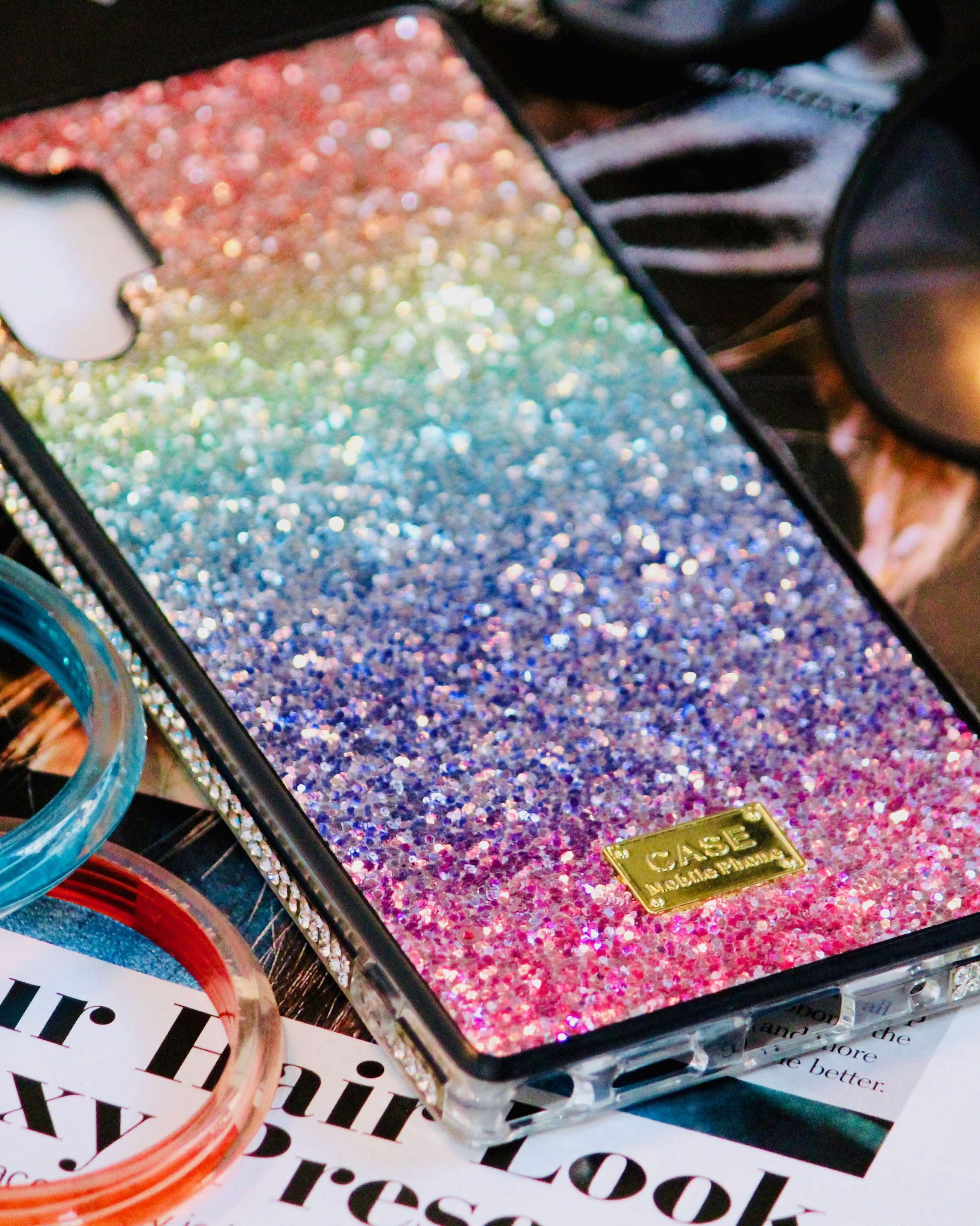 Rainbow Glitter Bling Rhinestones Luxury Cover iPhone cover – JustAndBest India