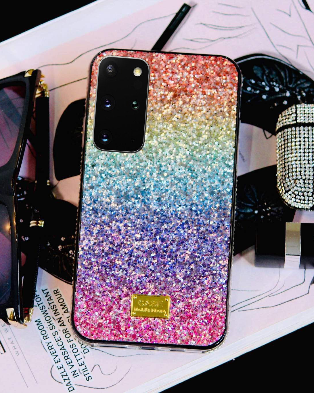 Rainbow Glitter Bling Rhinestones Luxury Cover s20