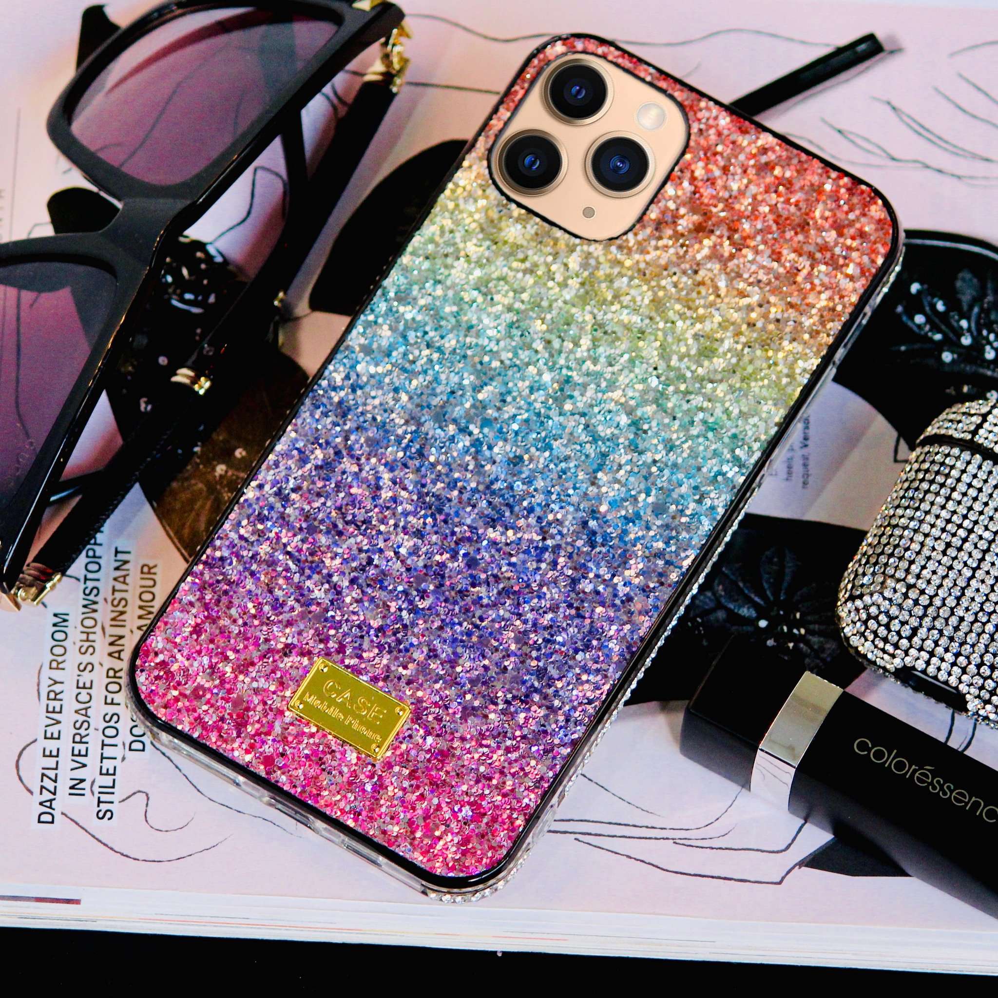 Rainbow Glitter Bling Rhinestones Luxury Cover iPhone cover – JustAndBest India