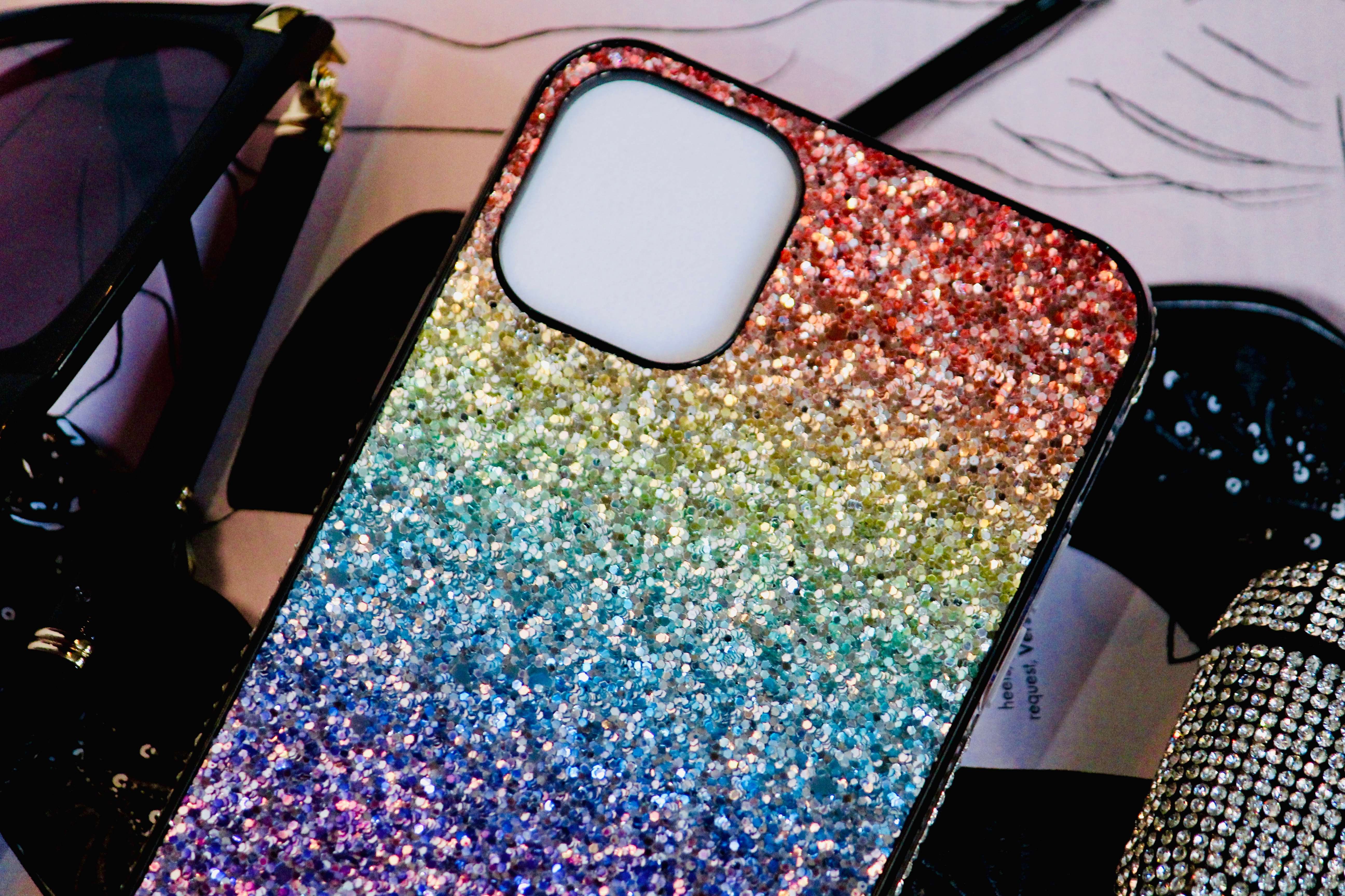 Rainbow Glitter Bling Rhinestones Luxury Cover iPhone cover – JustAndBest India
