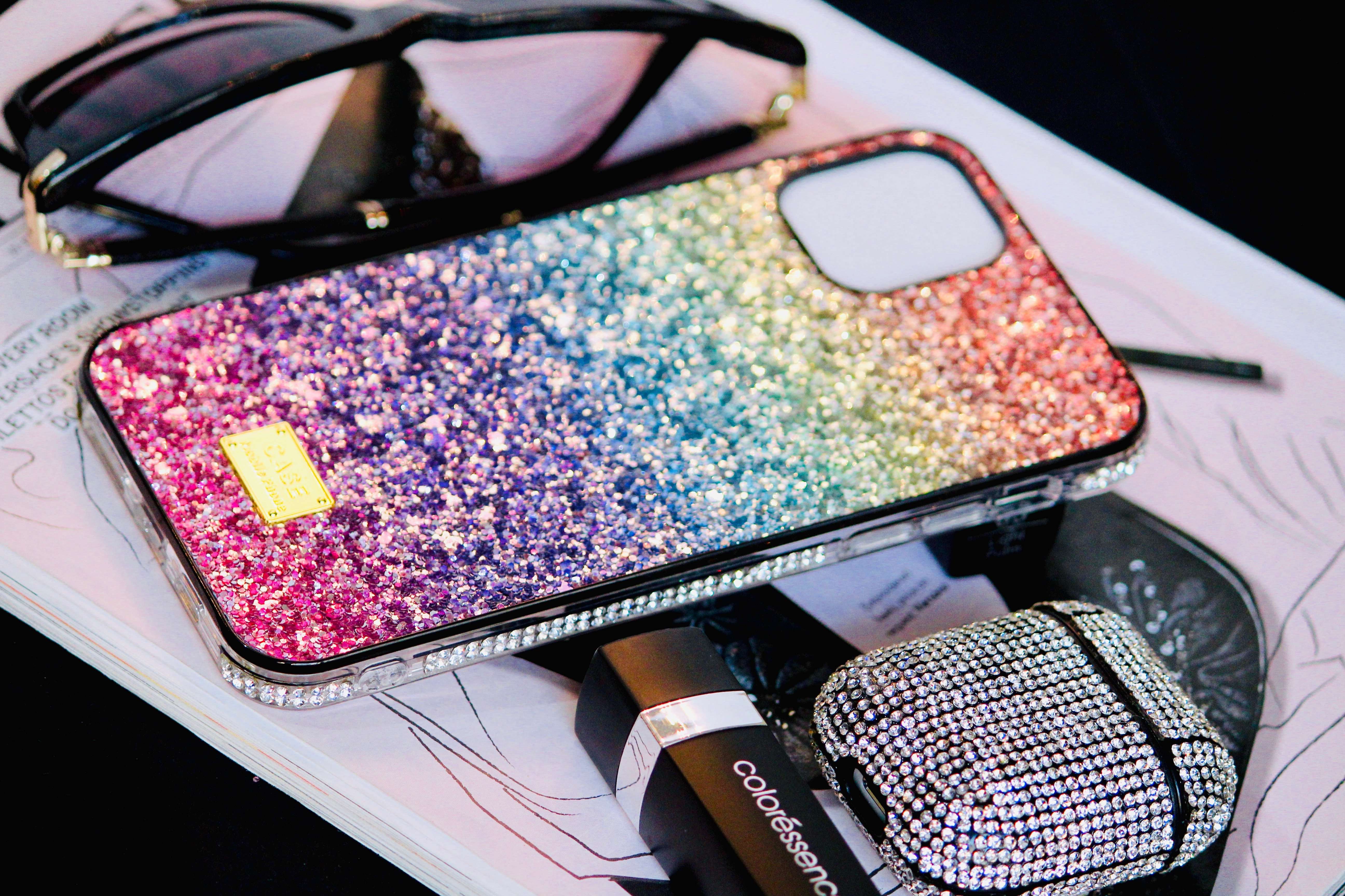 Rainbow Glitter Bling Rhinestones Luxury Cover iPhone cover – JustAndBest India