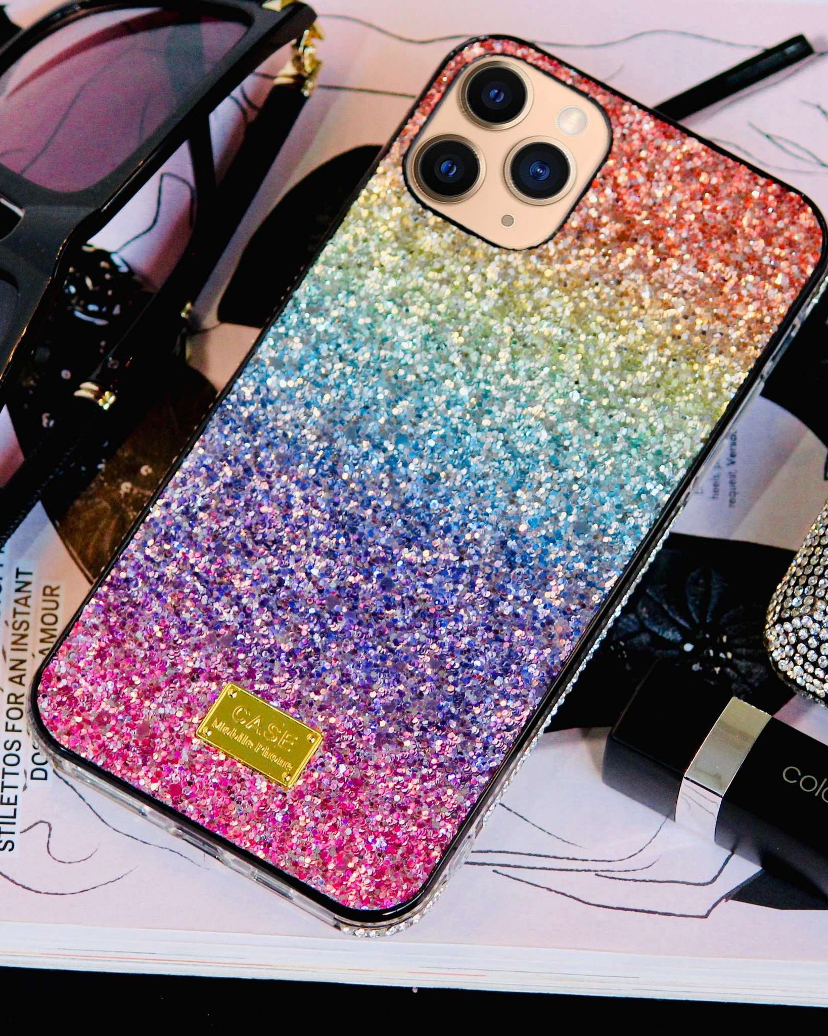 Rainbow Glitter iPhone SE 2020 Cover