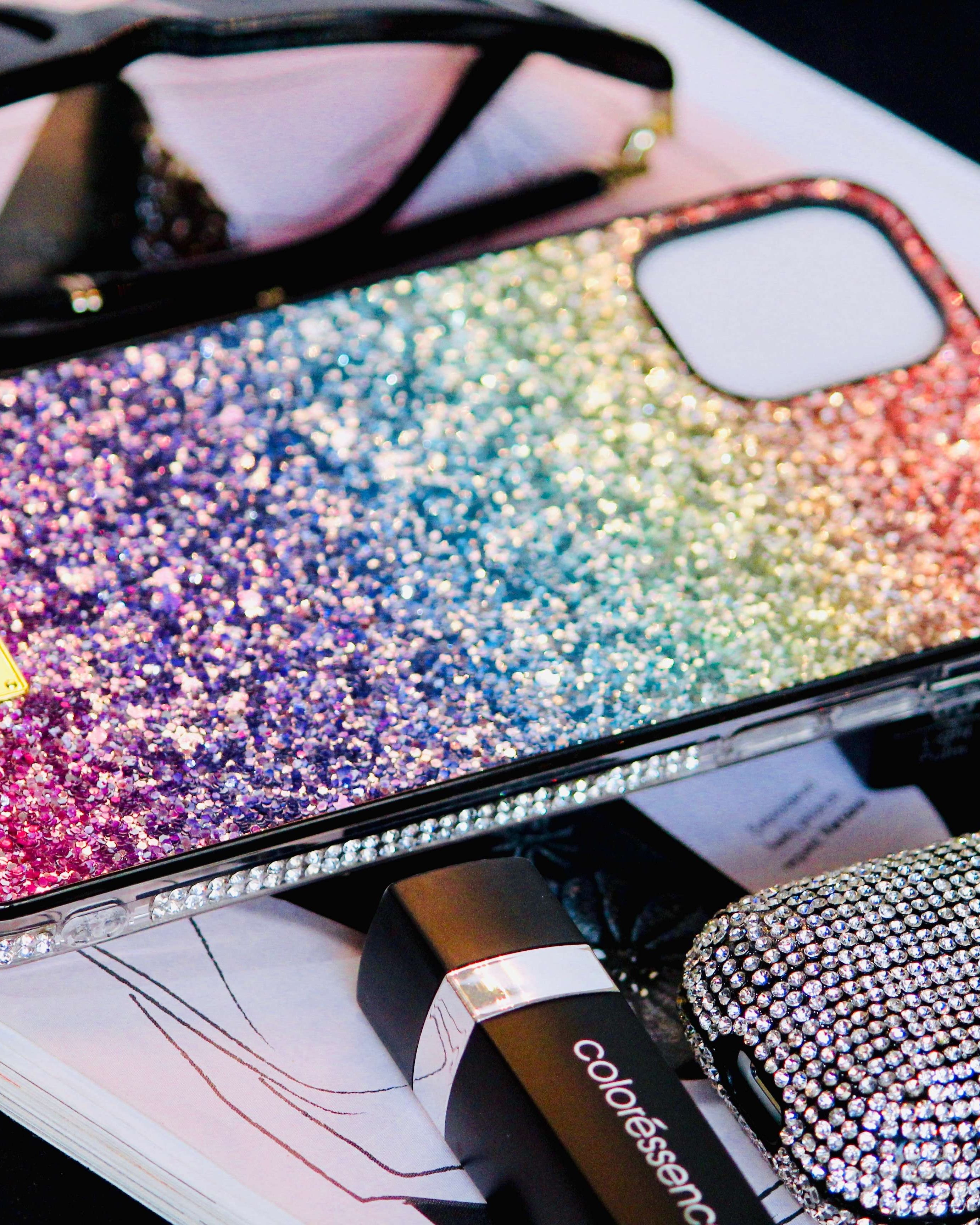 Rainbow Glitter Bling Rhinestones Luxury iPhone SE 2020 Cover
