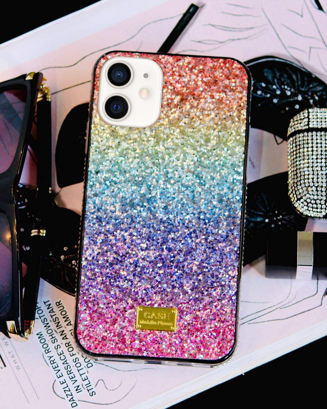 Rainbow Glitter Bling Rhinestones Luxury Cover