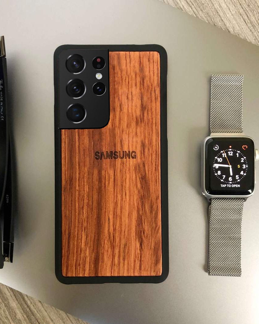 Real Natural Walnut Wood Premium Case for Samsung S21
