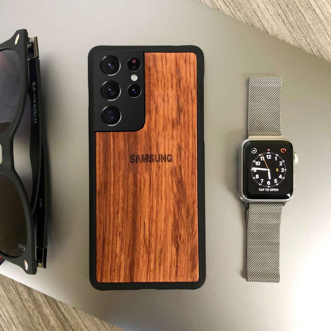 Real Natural Walnut Wood Premium Case for Samsung S21