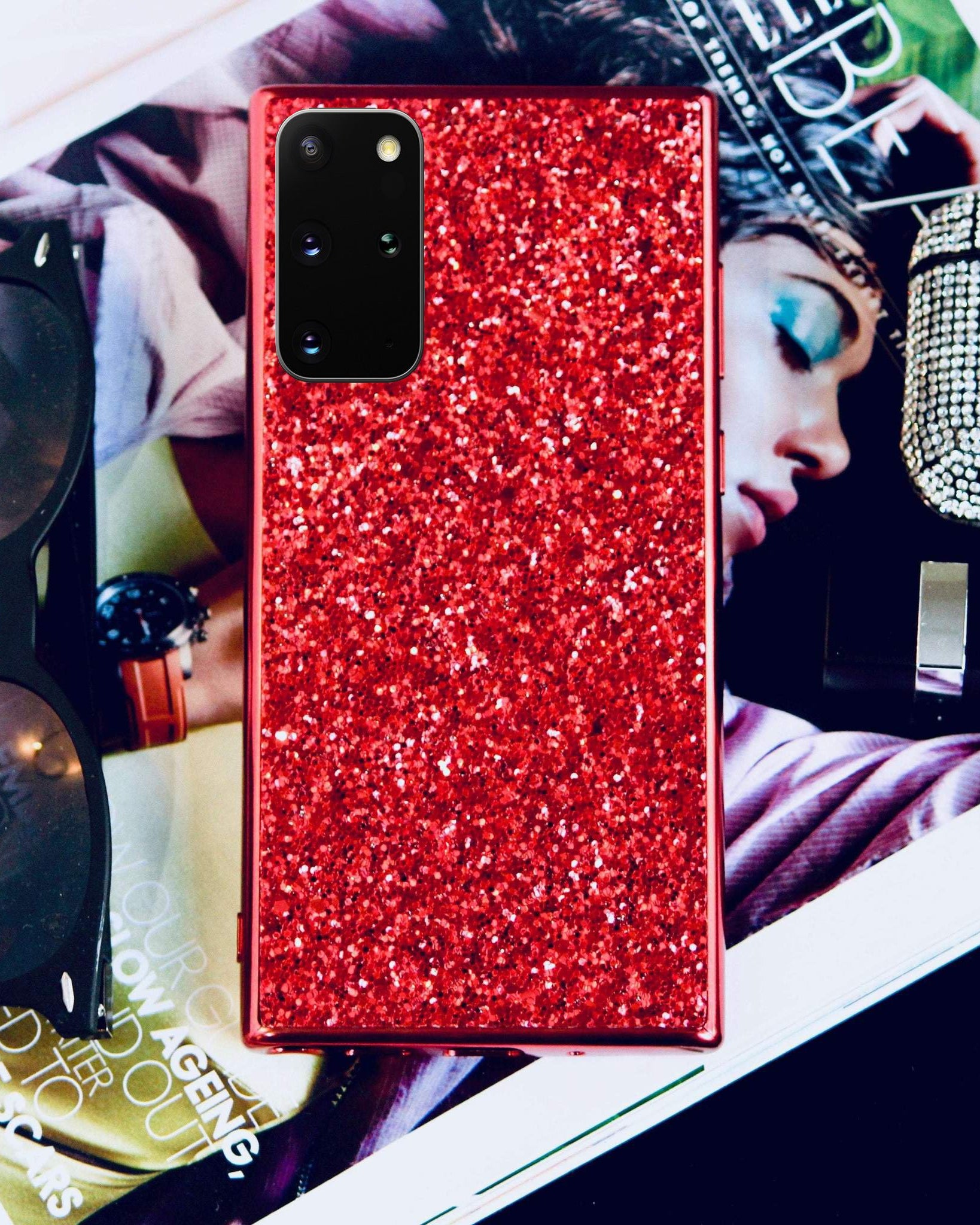 Red Glitter Bling Sequin Samsung Galaxy S20
