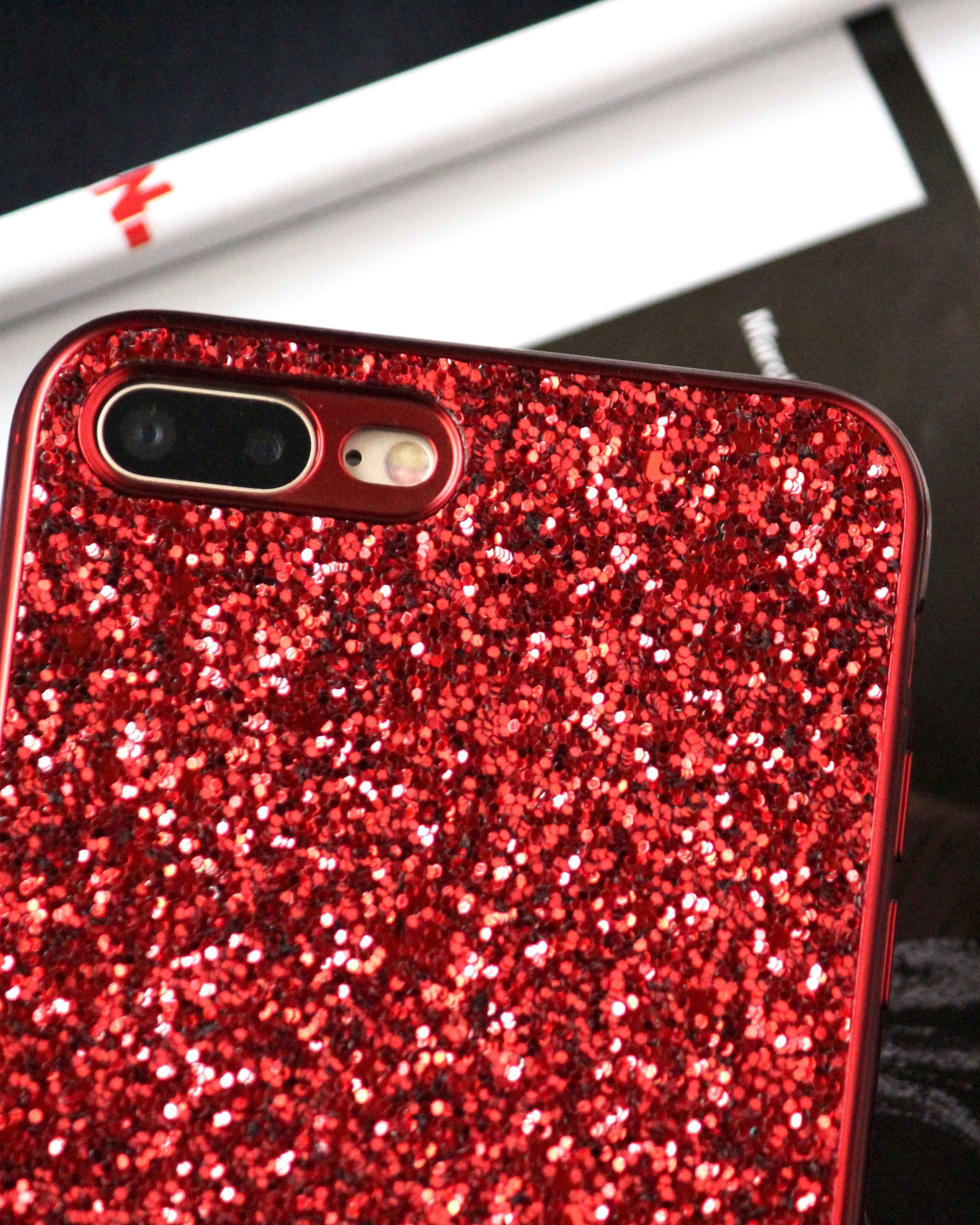 red bling sequin iphone 7 plus covers