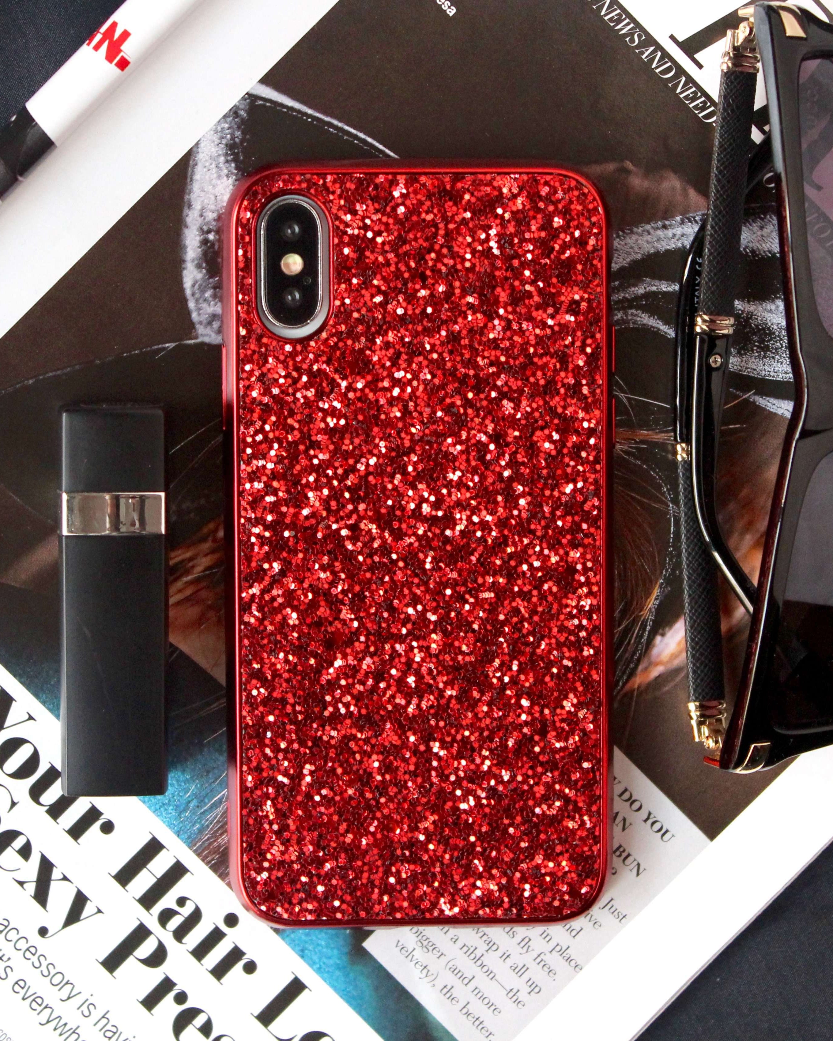 Red Glitter Bling Sequin Case for iPhone X Case