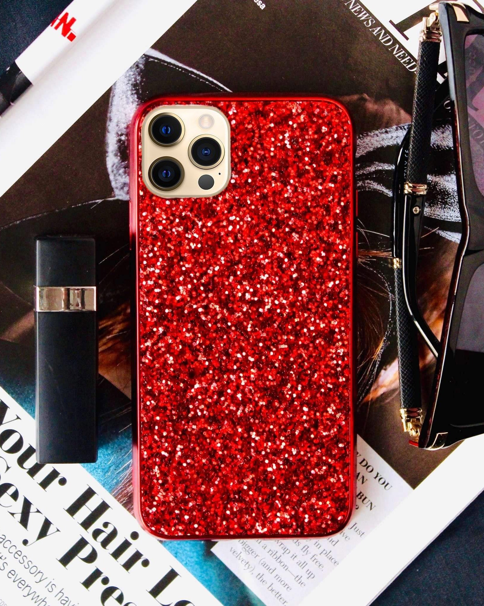 Red Glitter Cover for iPhone 12