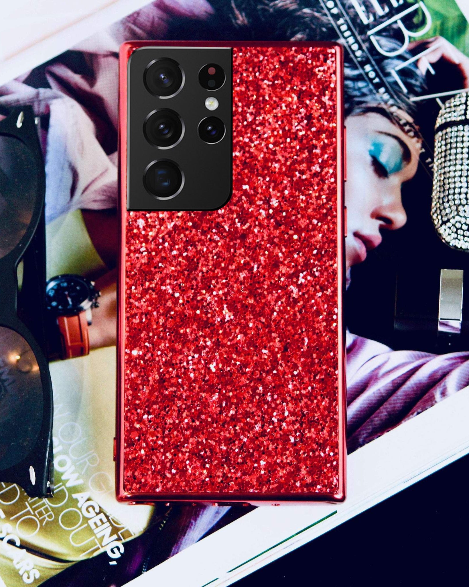 Red Glitter cover for Samsung S21 series
