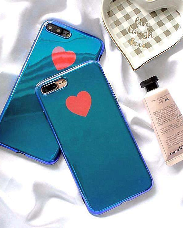 Red Heart Aurora Blue Light Ray iPhone SE 2020 Case