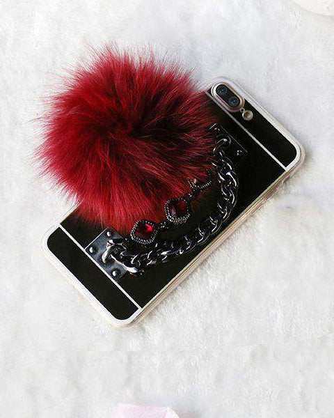 Red Bracelet Pompom Case for iPhone XS / X