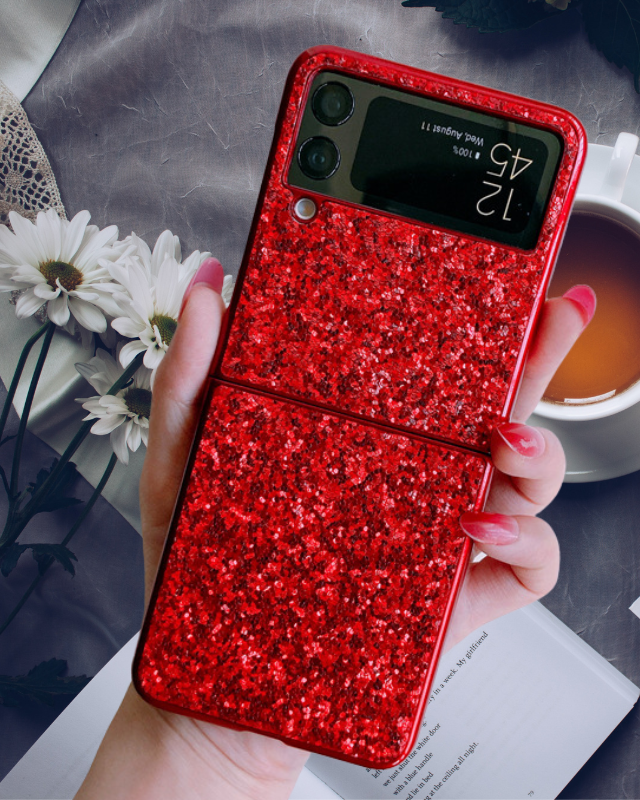 Red Glitter Cover for Samsung Z Flip 4