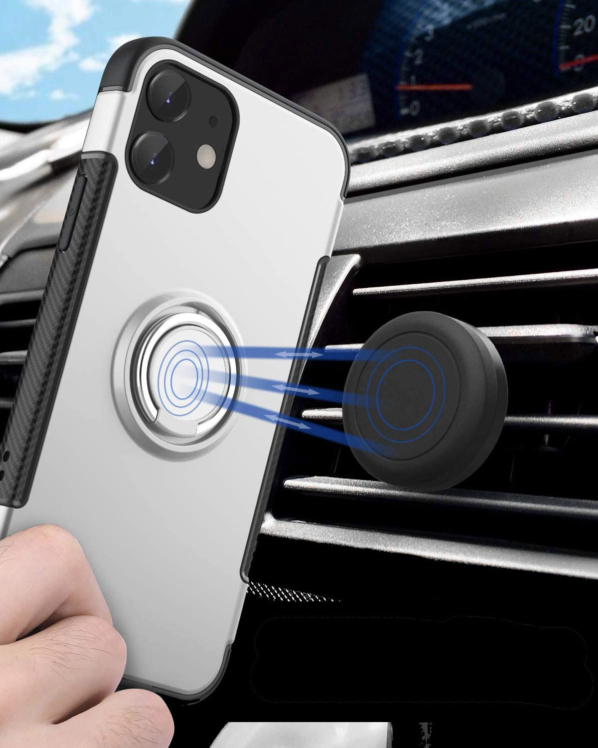 Ring Holder Car Stand Shockproof Hybrid Cover