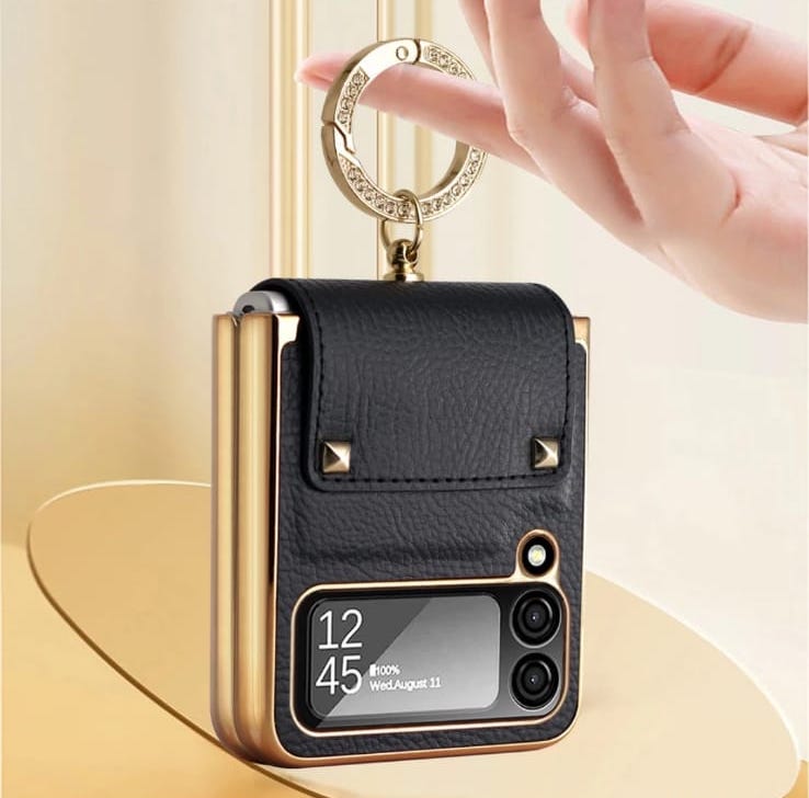 Ring Holder Gold Electroplated Premium Leather Case – phone accessory by JustAndBest India