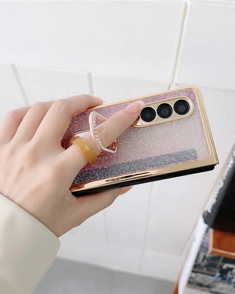 Gold Ring Holder Cover for Samsung Z Fold 4