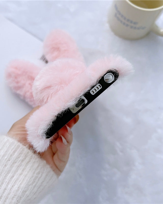 Cute Bunny Rabbit Fur Plush Case iPhone cover – JustAndBest India