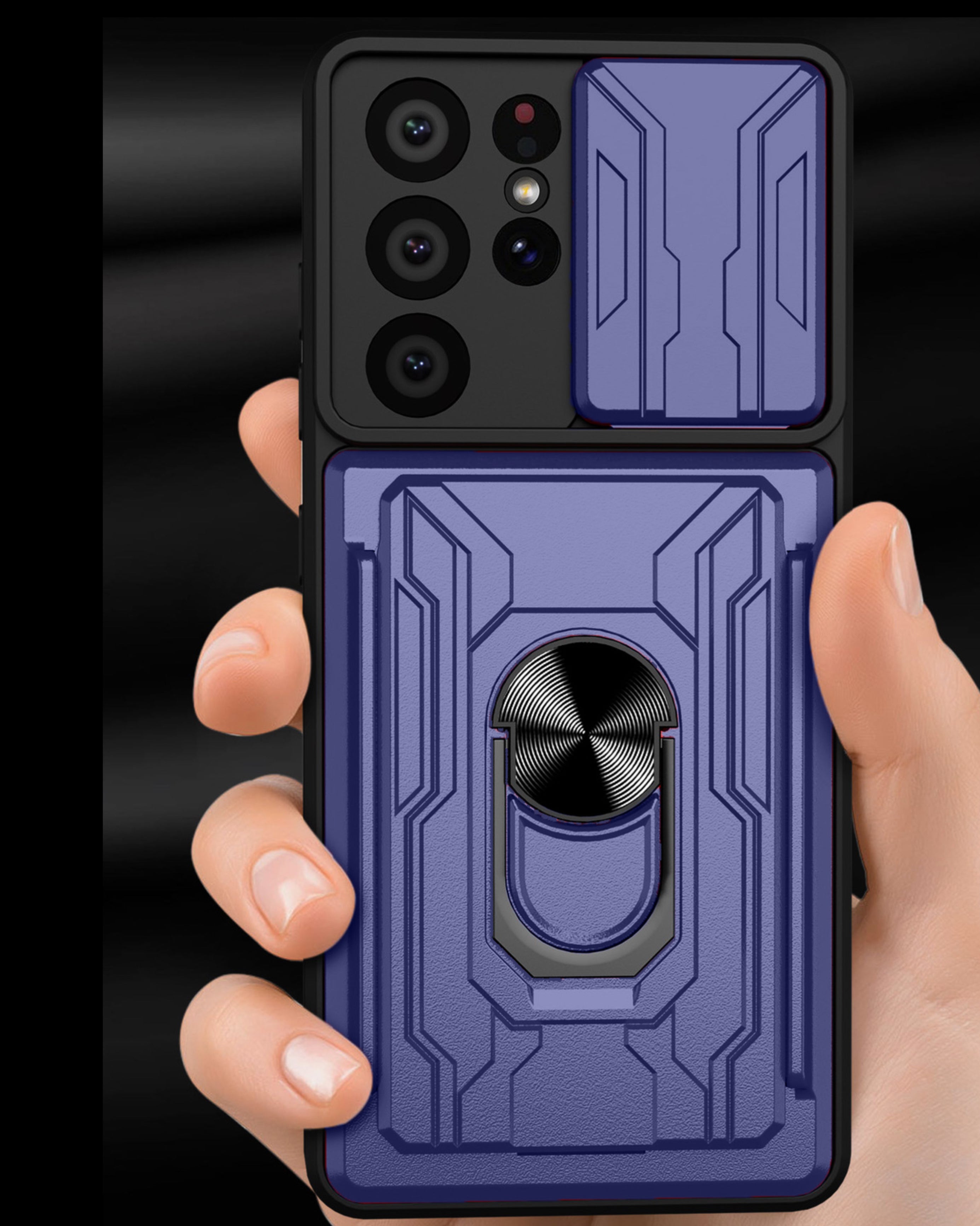 Card Holder Dual Layer Lens Protector Ring Holder Cover for S21