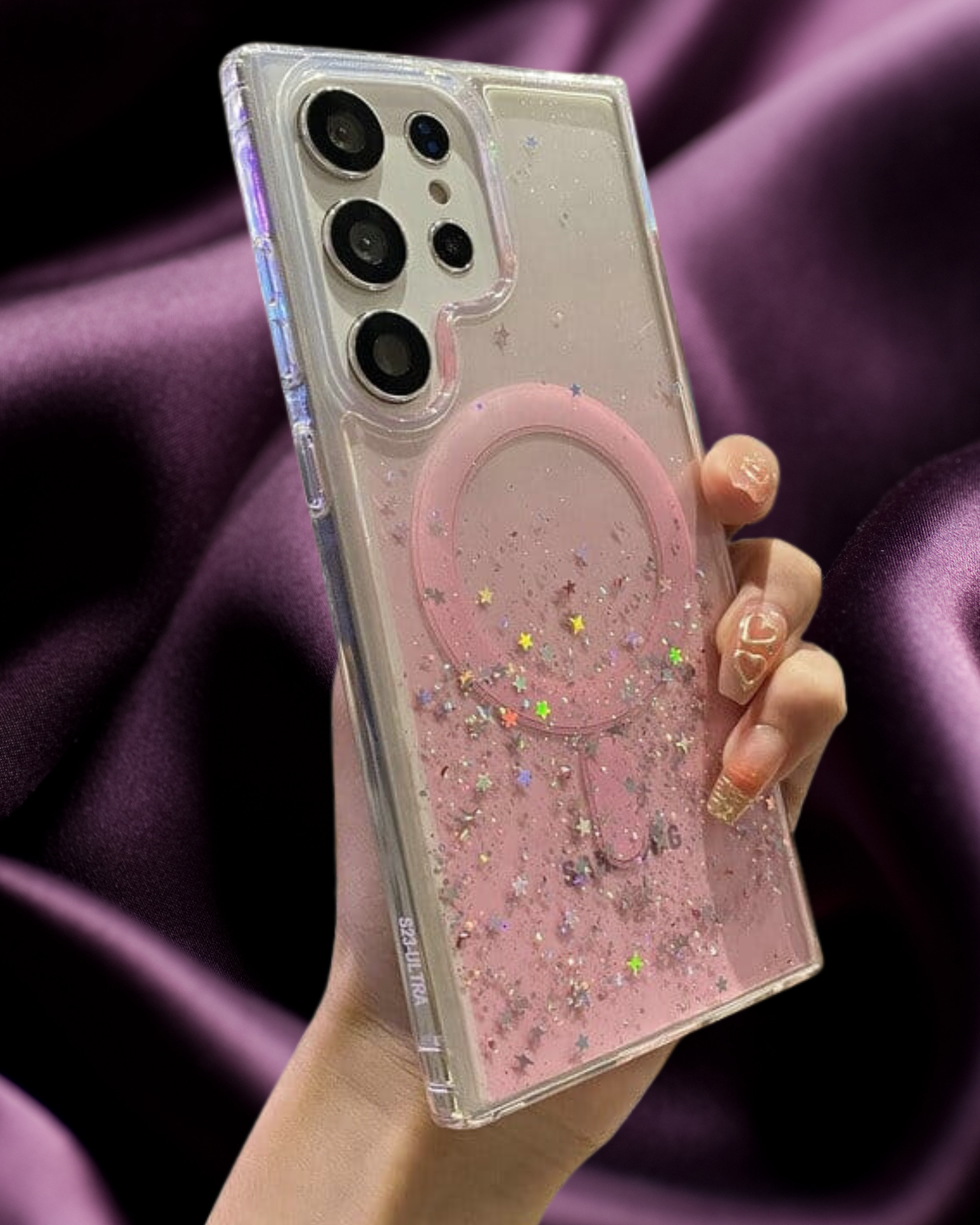 Pink Gradient Glitter Transparent Case iPhone cover – JustAndBest India