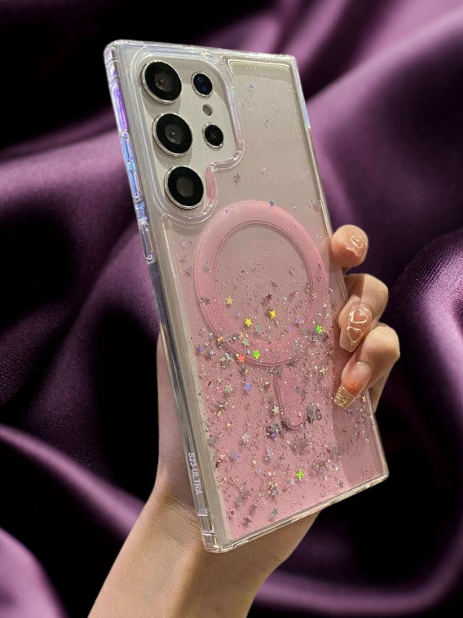 Pink Gradient Glitter Transparent Case iPhone cover – JustAndBest India
