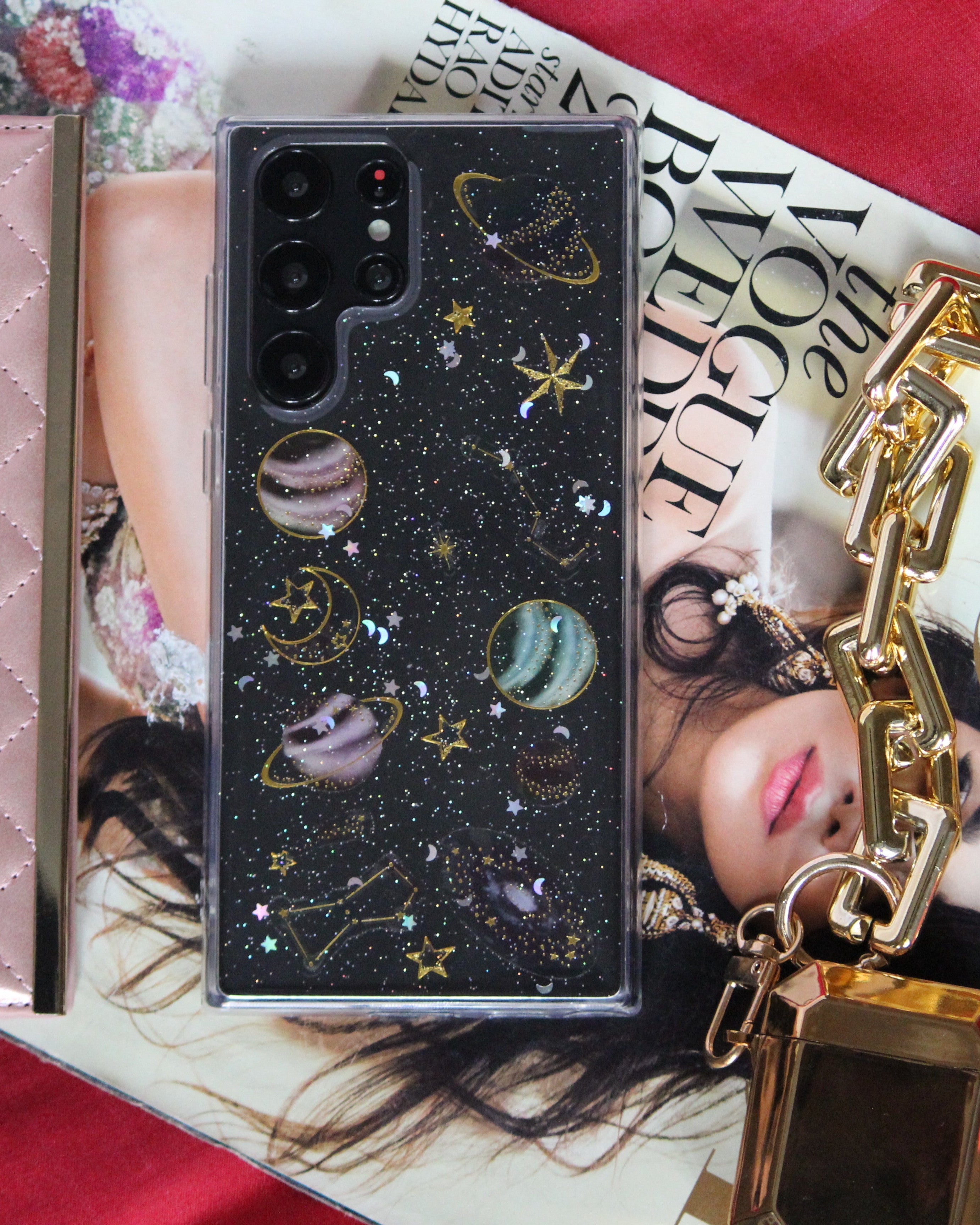 Glittery Stars and Planets Transparent Case iPhone cover – JustAndBest India