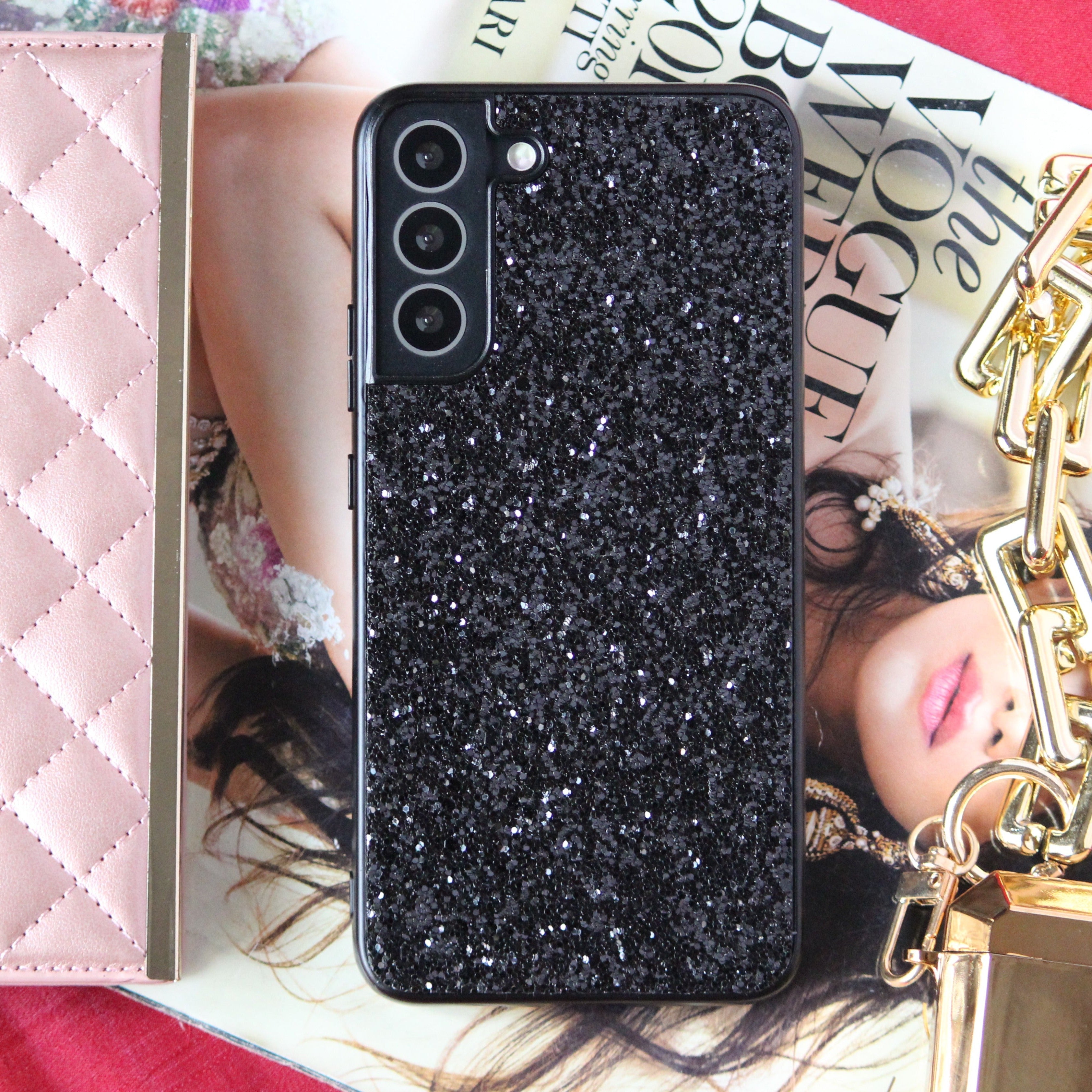 Samsung Galaxy S26 Black Bling Glitter Sequin Cover - lifestyle