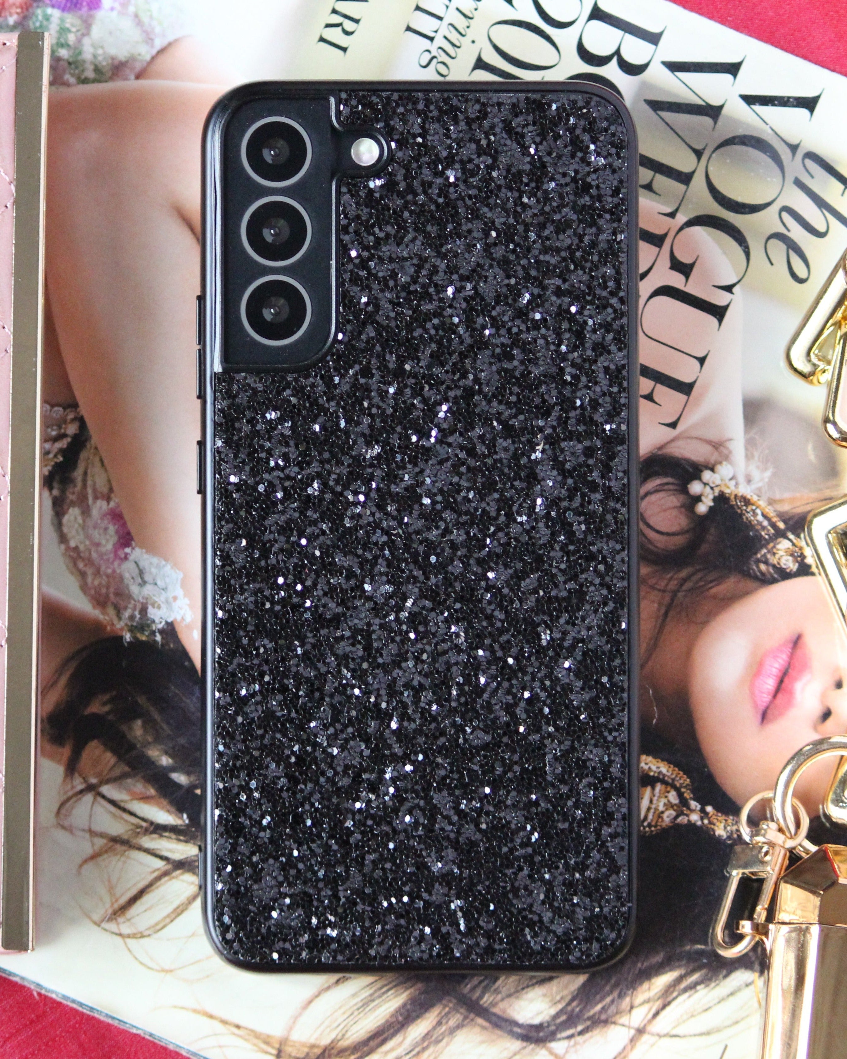 Black Glitter Bling Sequin Samsung S21 Fe Cover