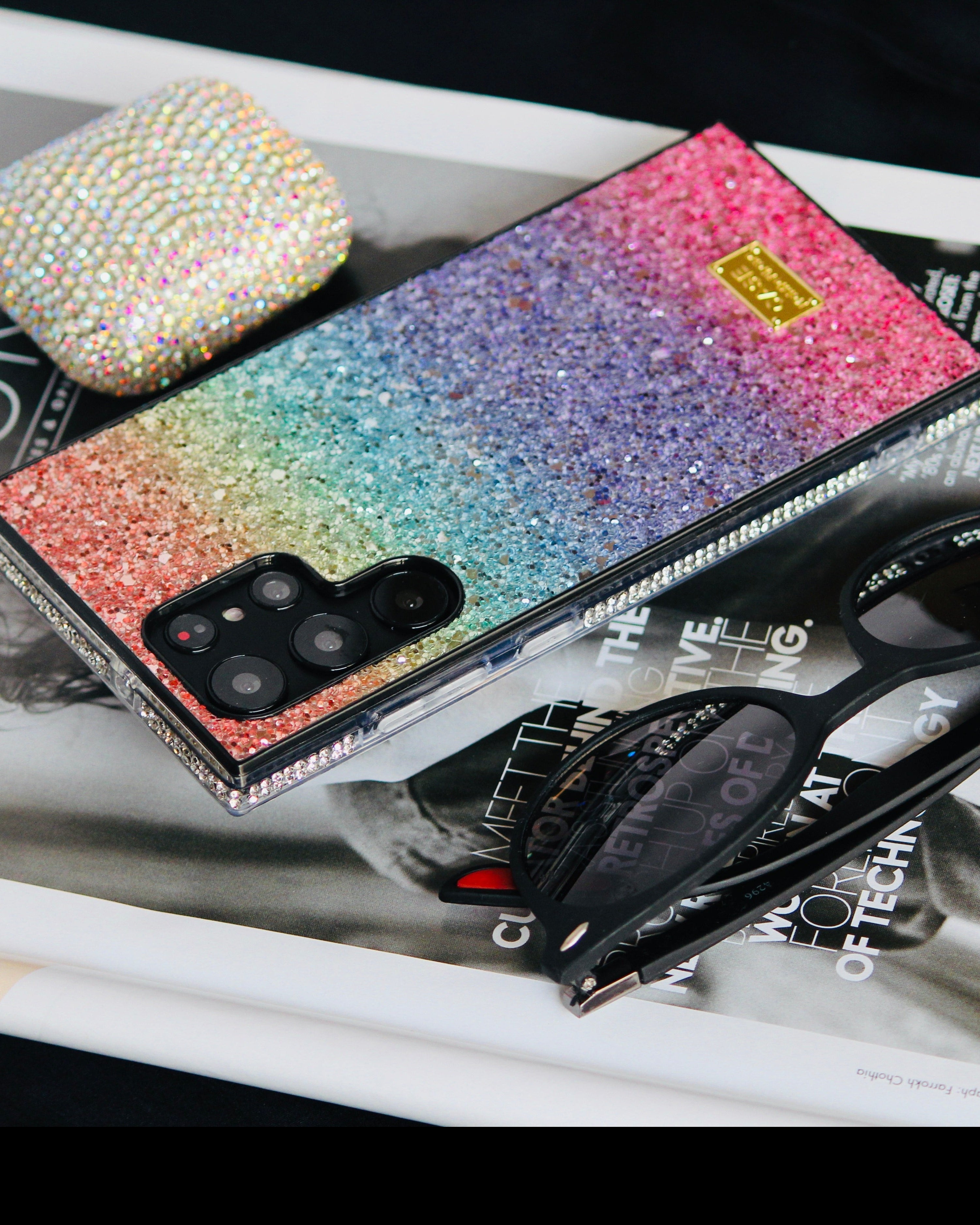 rainbow glitter cover s22 ultra