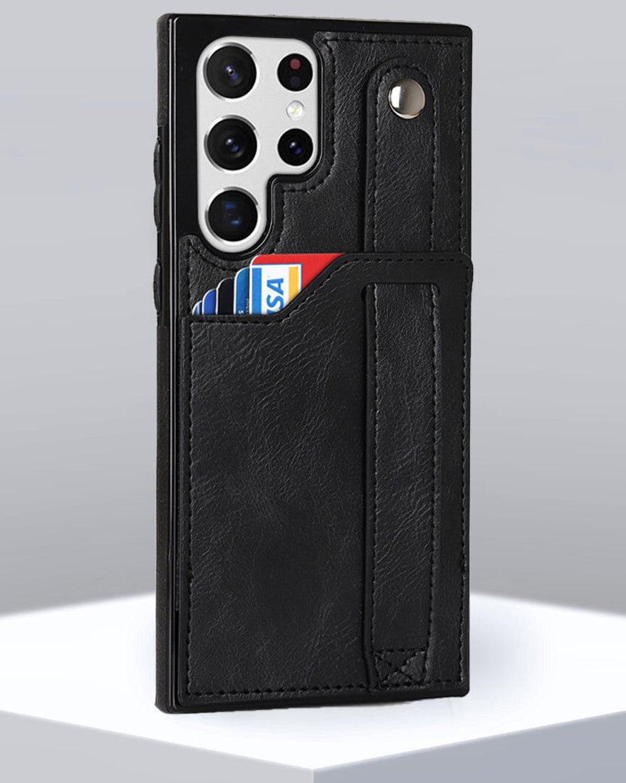 Premium Leather Wallet Style Hand Strap Case iPhone cover – JustAndBest India