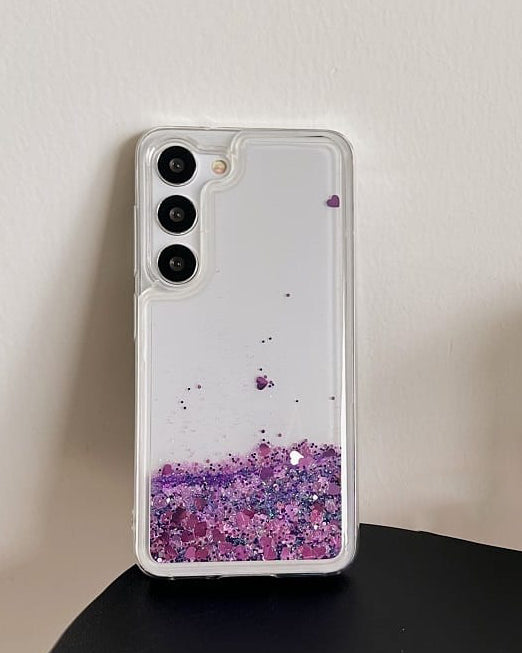 Moving Hearts Glitter Quicksand Cover for Galaxy S23