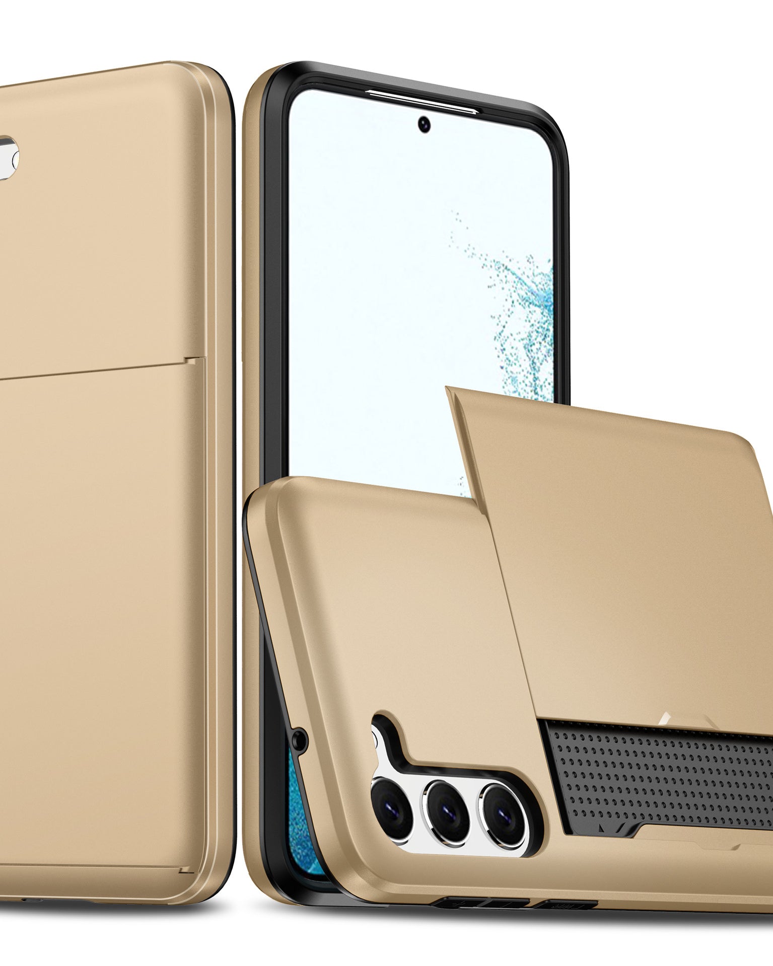 Gold Dual Layer Card Holder Shockproof Case – phone accessory by JustAndBest India
