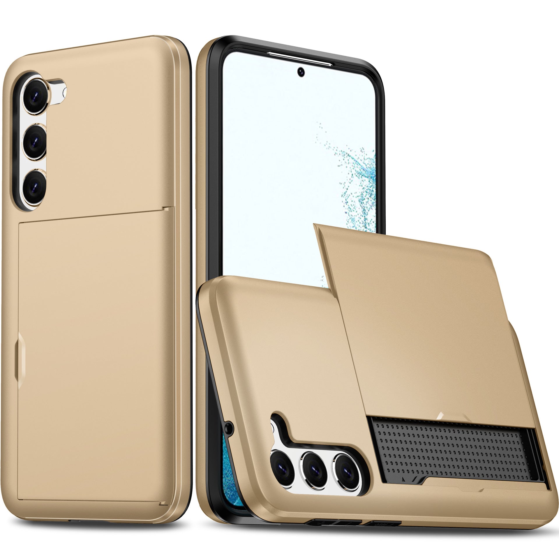 Gold Dual Layer Card Holder Shockproof Case – phone accessory by JustAndBest India