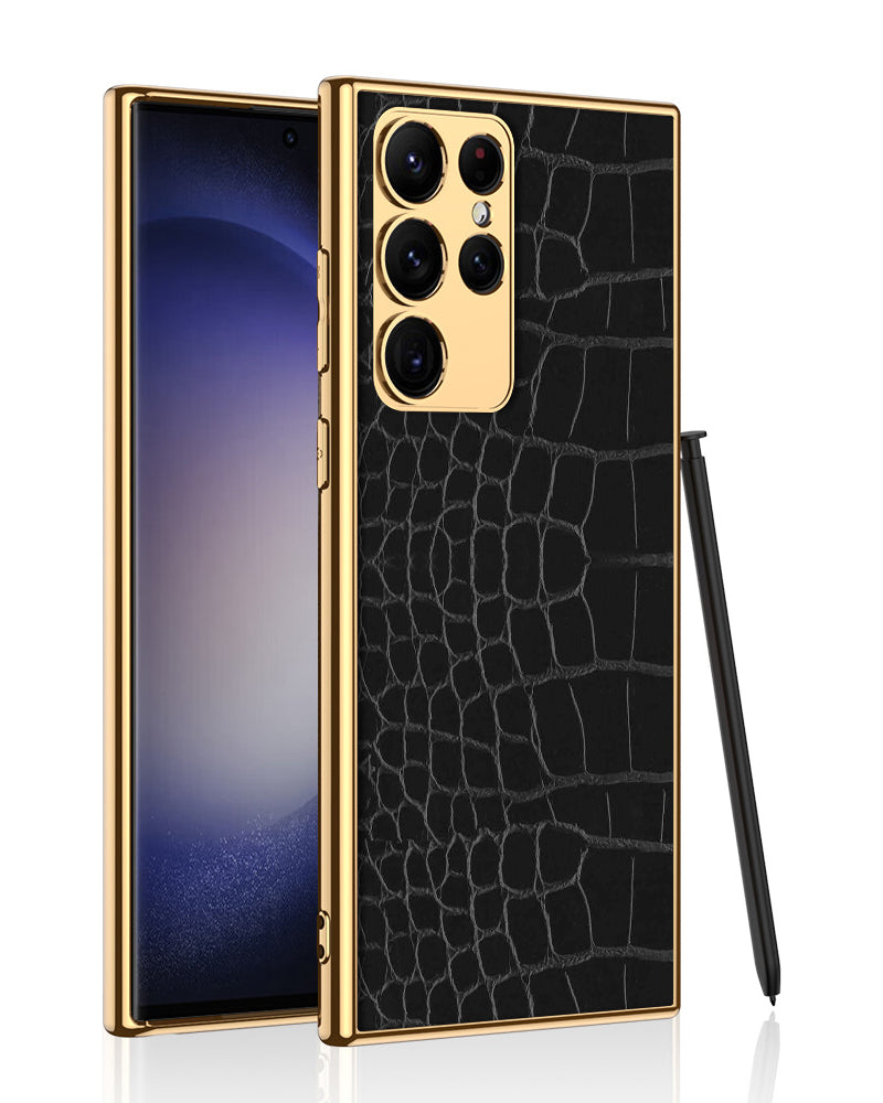 black leather s23 plus case