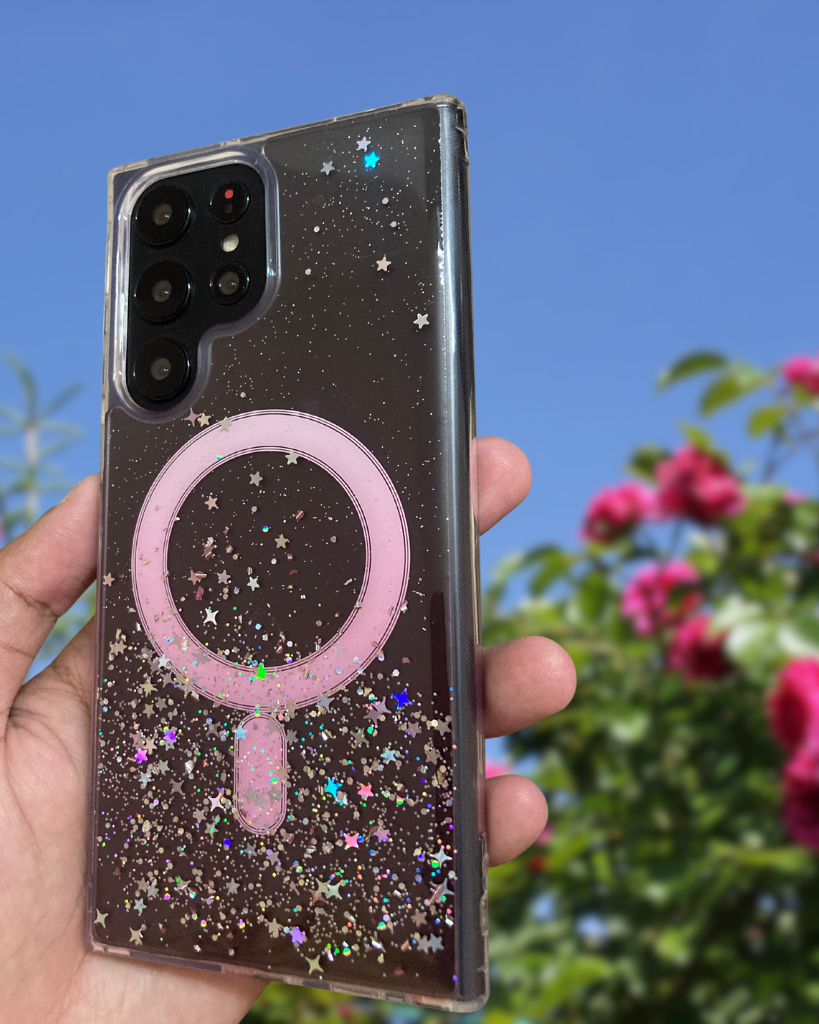 Pink Gradient Glitter Transparent Case