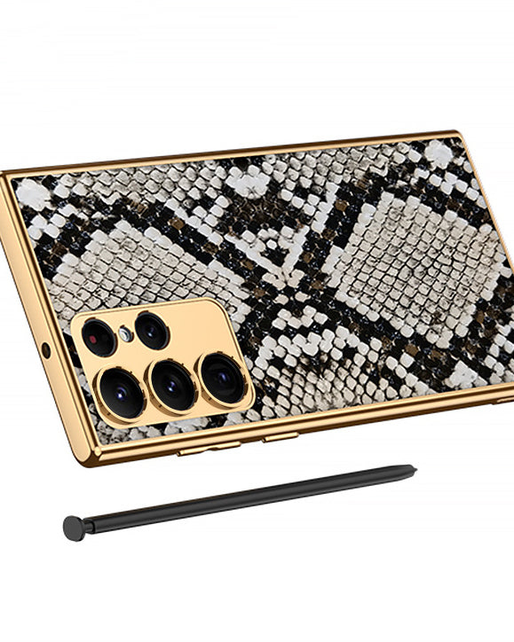 Gold Electroplated Python Pattern Leather Luxury Cover iPhone cover – JustAndBest India