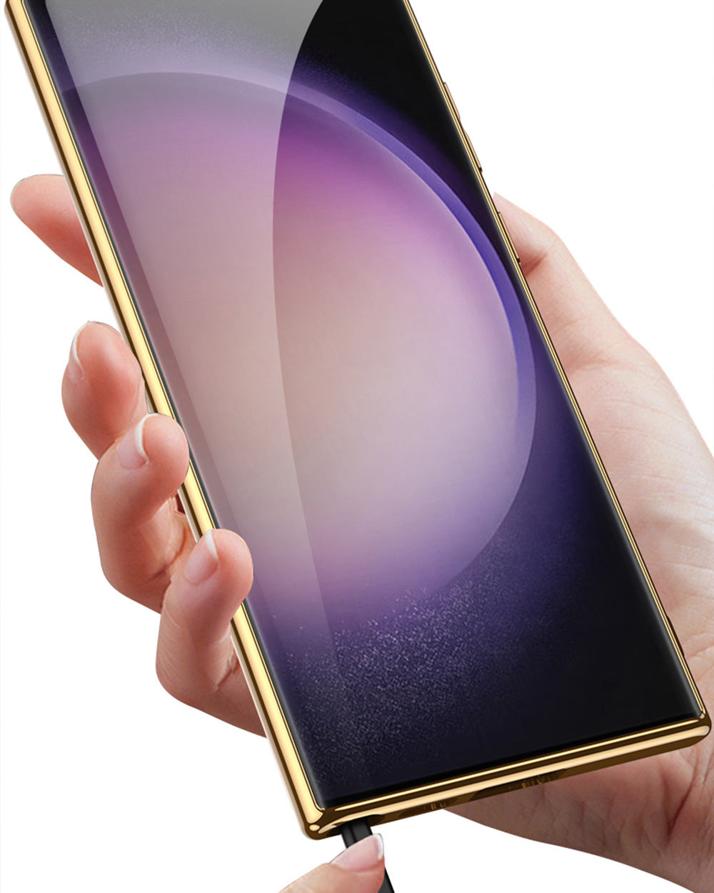 Samsung Galaxy S25 Series Marble Pattern Gold Electroplated Cover - slim profile