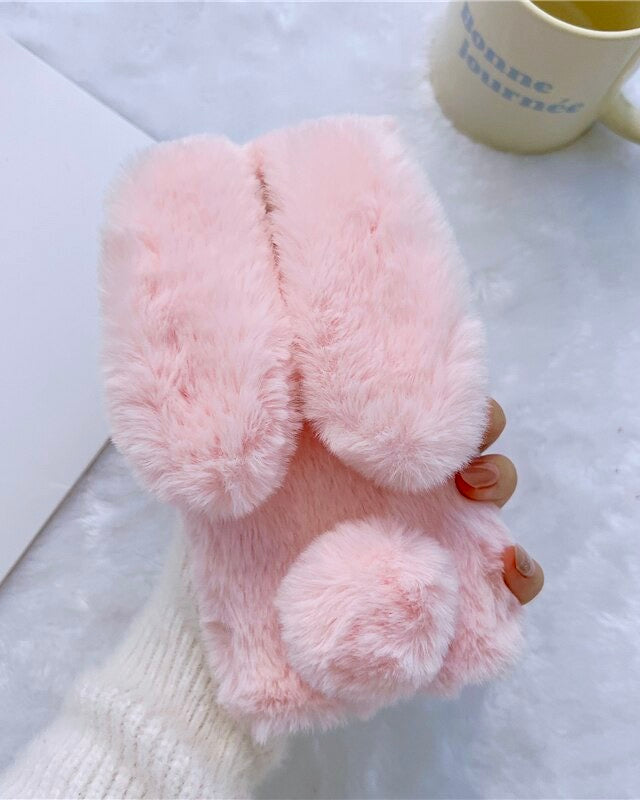 Cute Bunny Rabbit Fur Plush Case iPhone cover – JustAndBest India